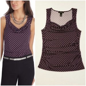 WHBM Sleeveless Printed Drape Neck Shell Tank Top